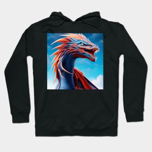 Intricate Orange and Blue Scaled Dragon Hoodie